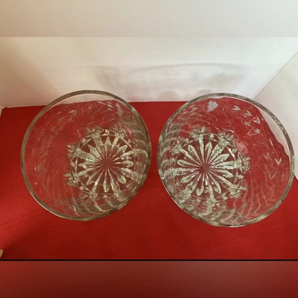 PRINCESS HOUSE Heritage 2 Vintage Ice Buckets Floral Etched Glass Crystal Bowls